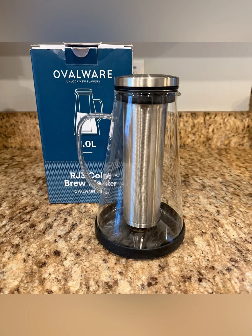 Ovalware RJ3 6 Cup Airtight Cold Coffee Brew Maker Glass Sustainable 1.0L/50 oz